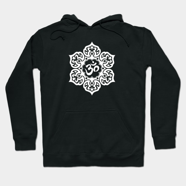 White Lotus Flower Yoga Om Hoodie by jeffbartels